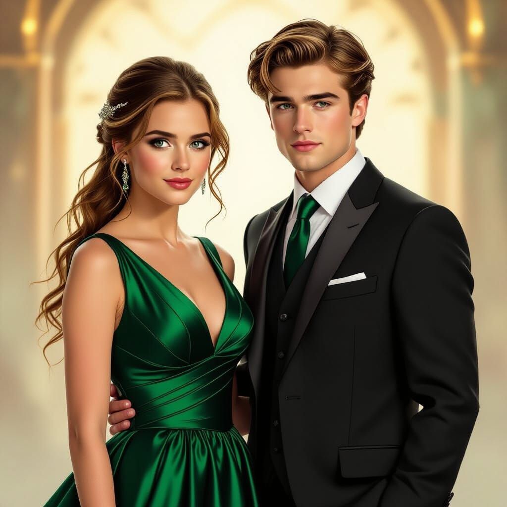 Hermione Granger and Draco Malfoy at Prom in Elegant Attire