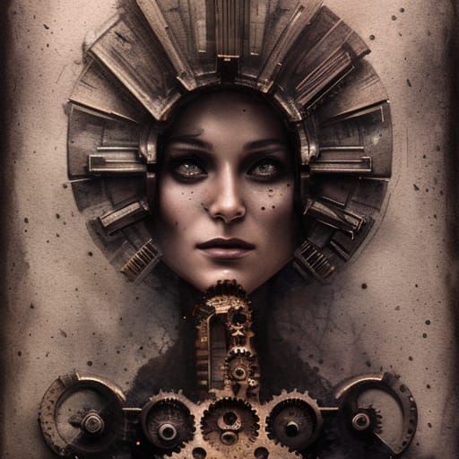 Bronze Gears Portrait in Rococo Arcane Style