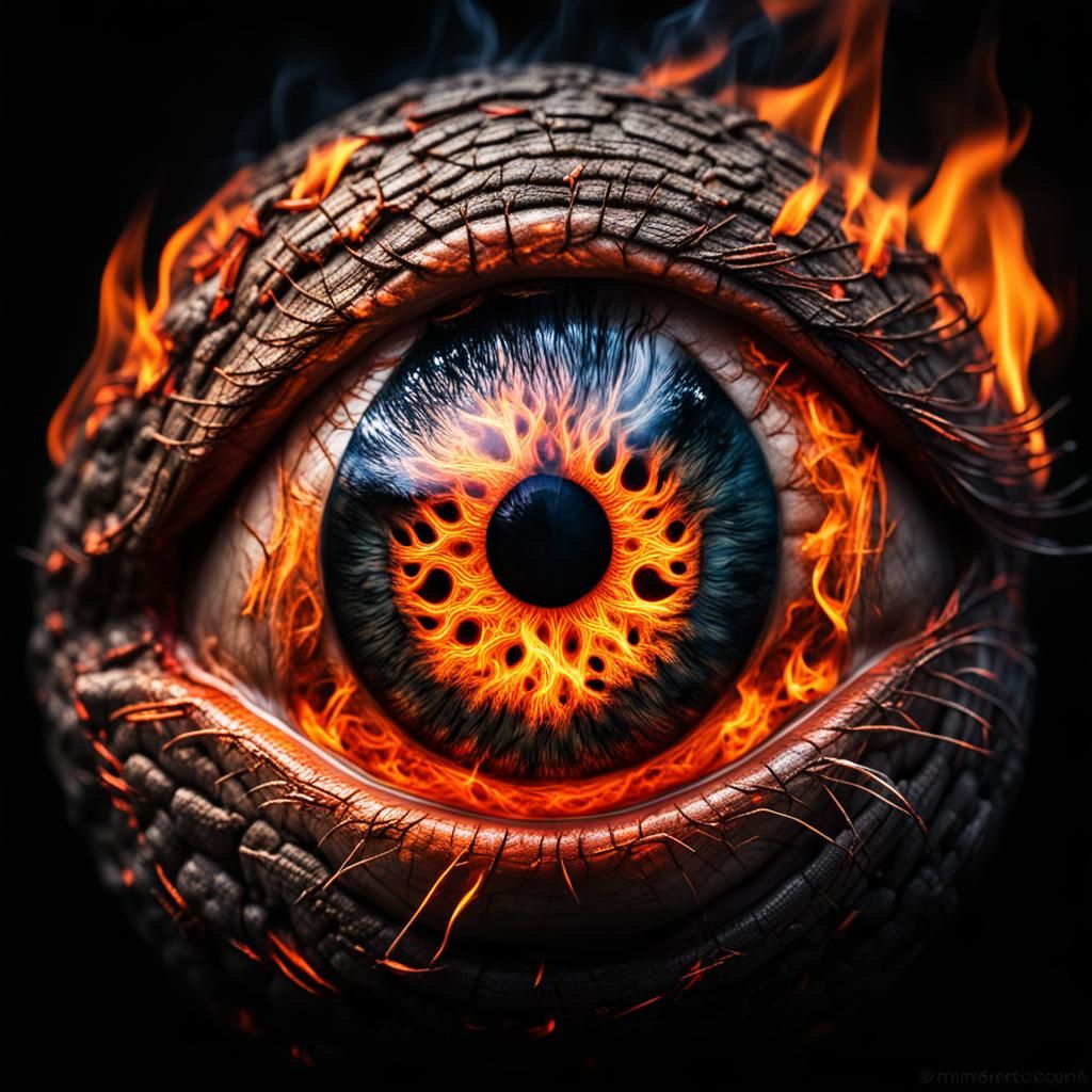 Hyperrealistic Fire Eyeball in HDR
