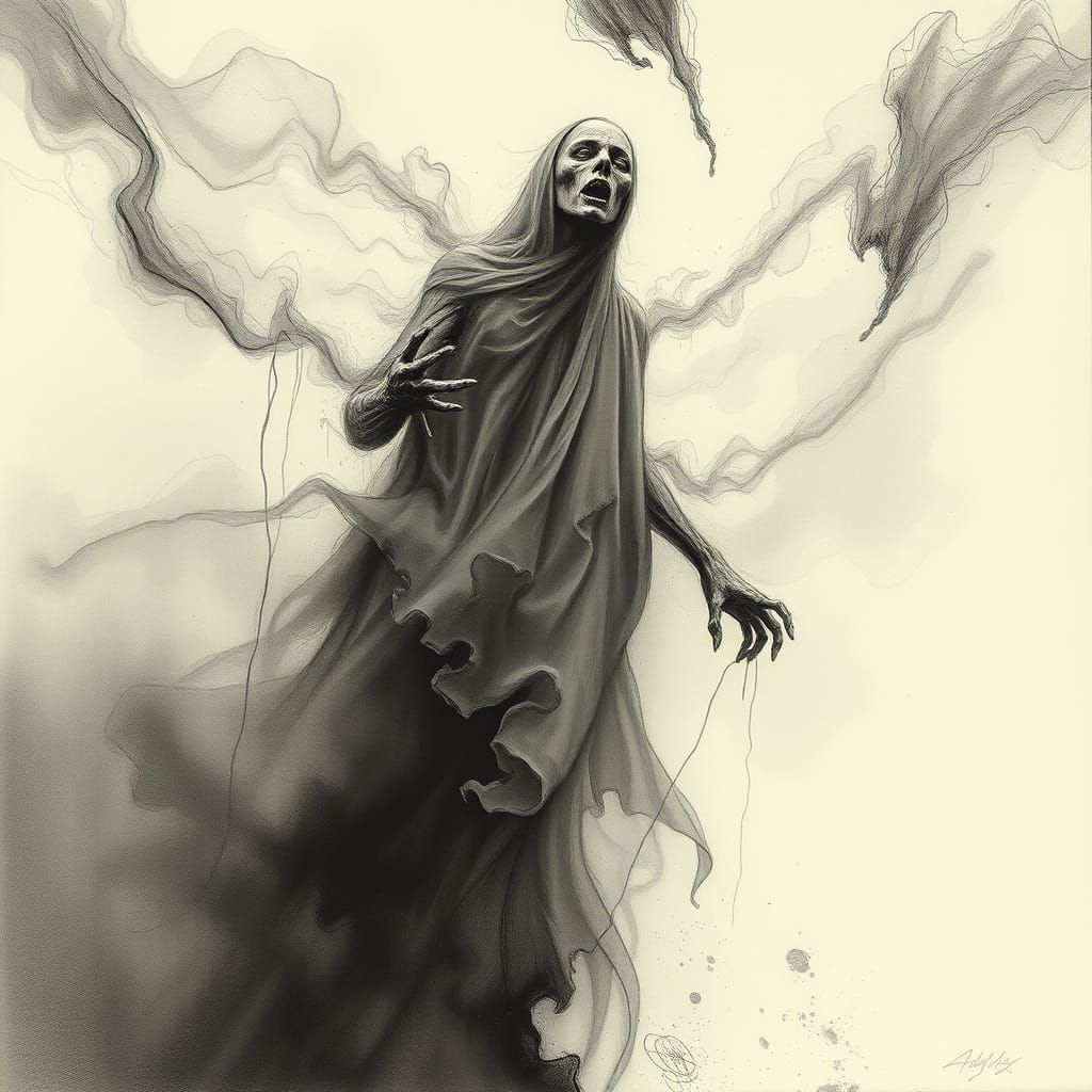 Ghostly Figure Materializes in Swirling Mist