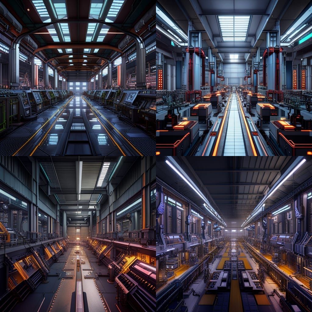 Cyberpunk Factory in Art Deco Style