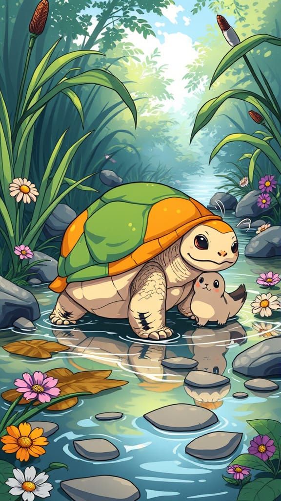 Anime-Inspired Friends Play in Whimsical Stream Scene