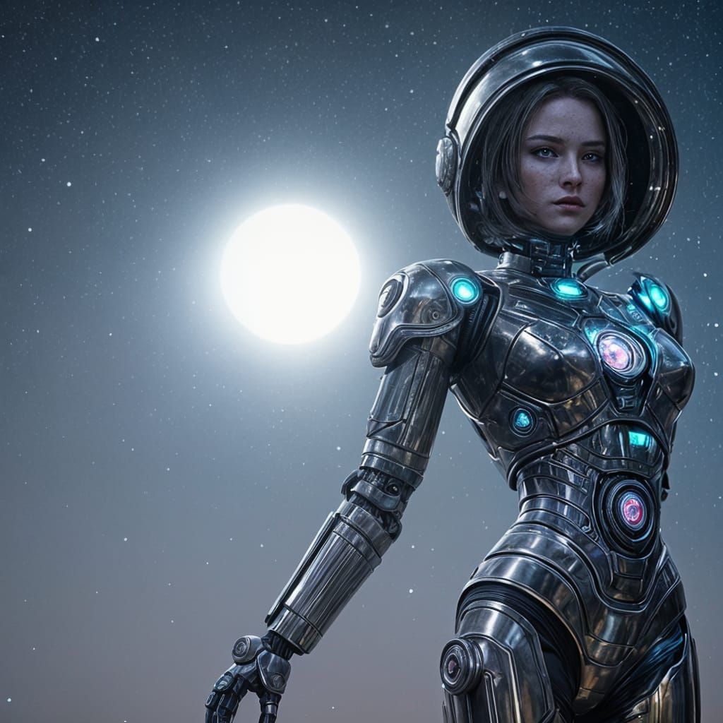 Android on the Moon During Galactic Burst