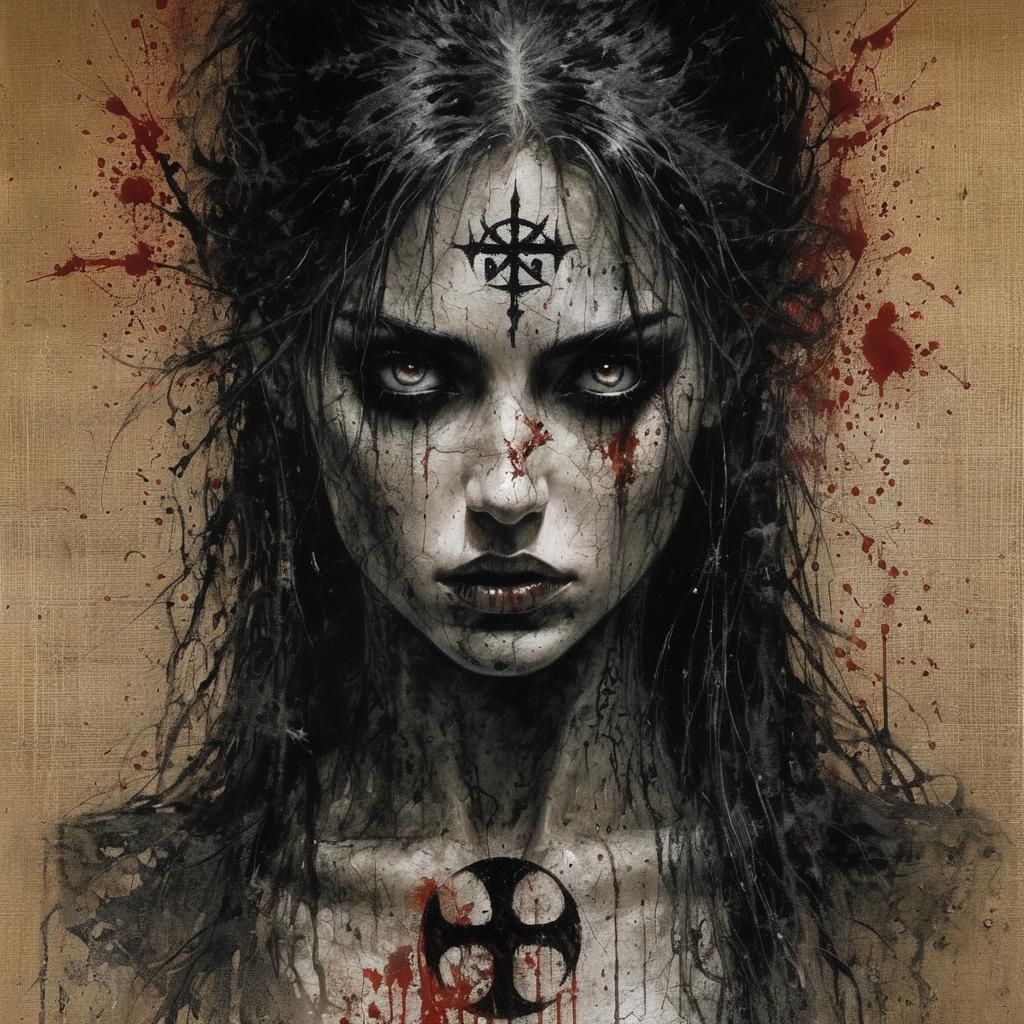 Eerie Dark Art Portrait of Sinisterly Beautiful Woman