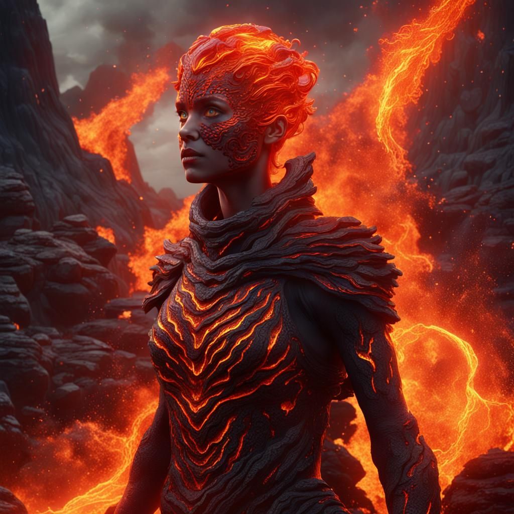 Lava Woman: Detailed Matte Painting in Unreal Engine