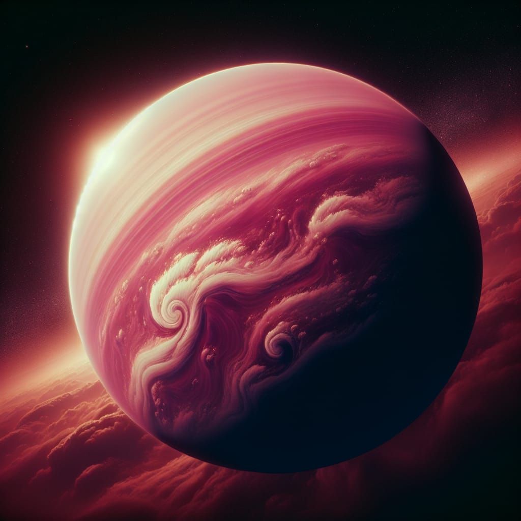 Pink Gas Giant: Epic Space Art in 35mm Style