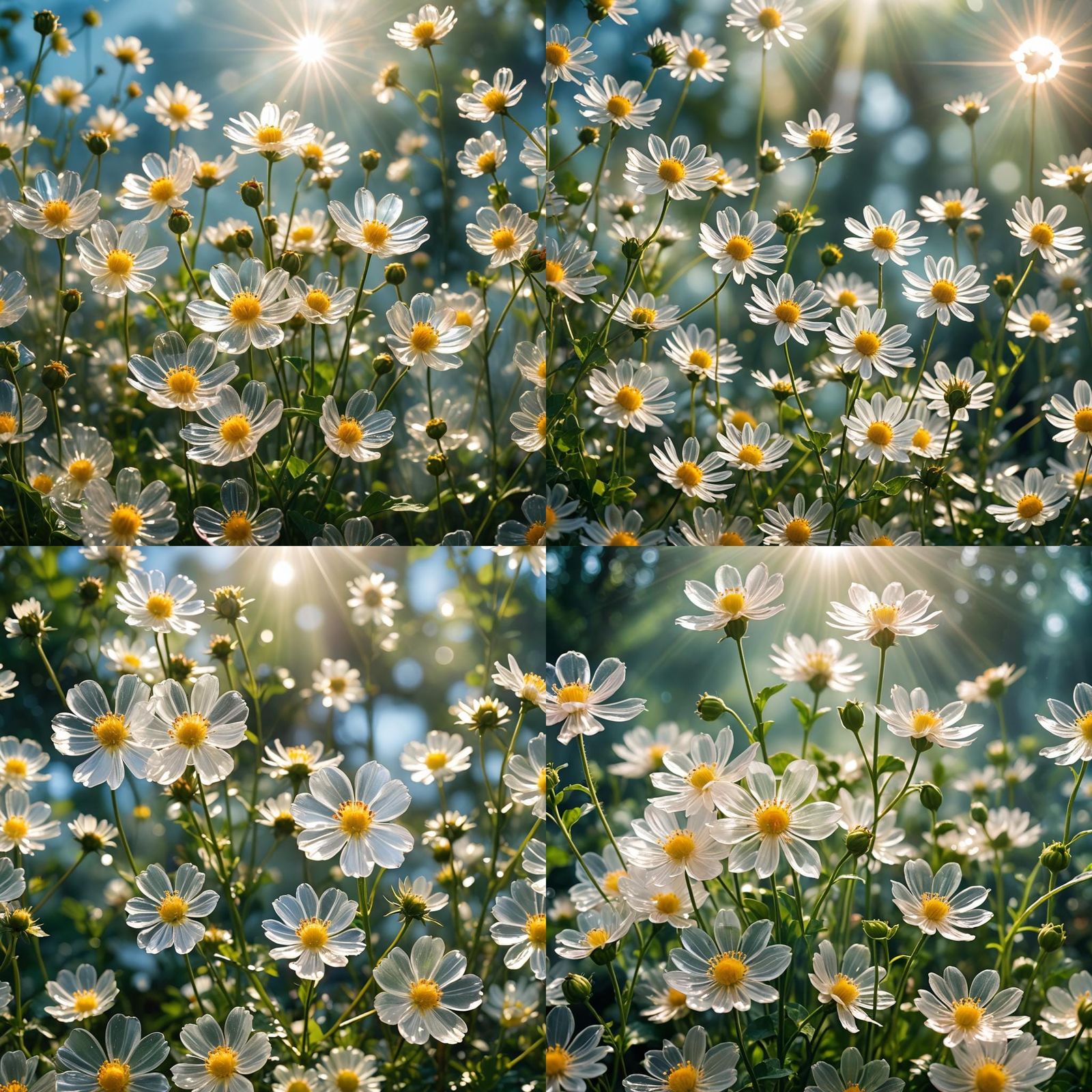 Ethereal Transparent Glass Flowers in Divine Light