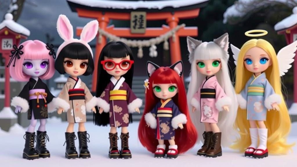 Kawaii Bratz Dolls in Harajuku Fashion at Meiji Jingu Shrine