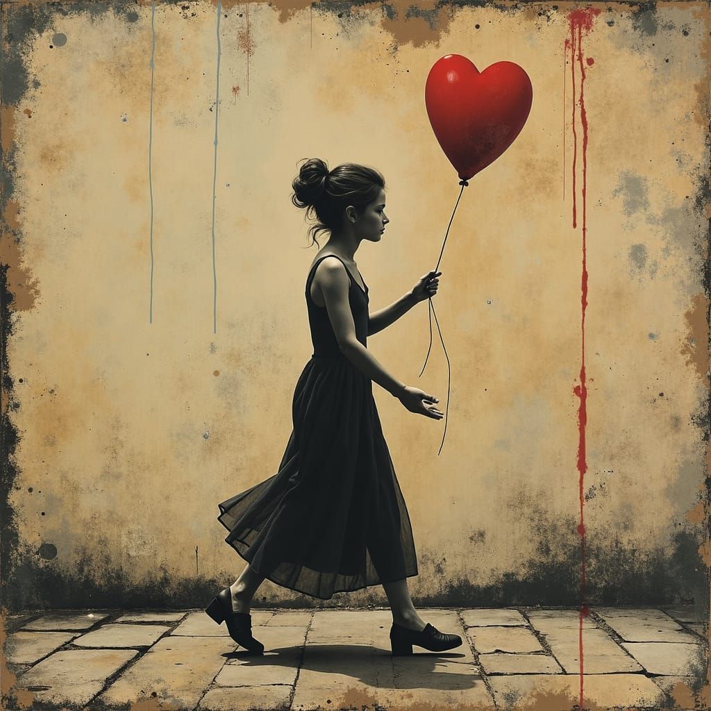 Banksy and Irving Penn Fusion: Vintage Monochromatic Art