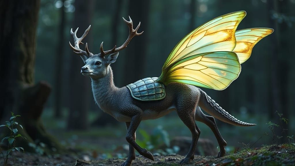 Majestic Crodeer: A Fantastical Hybrid of Deer and Crocodile