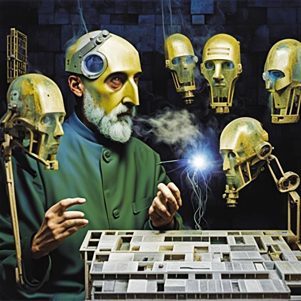 Sentient Welding Robot Overlords in Digital Art