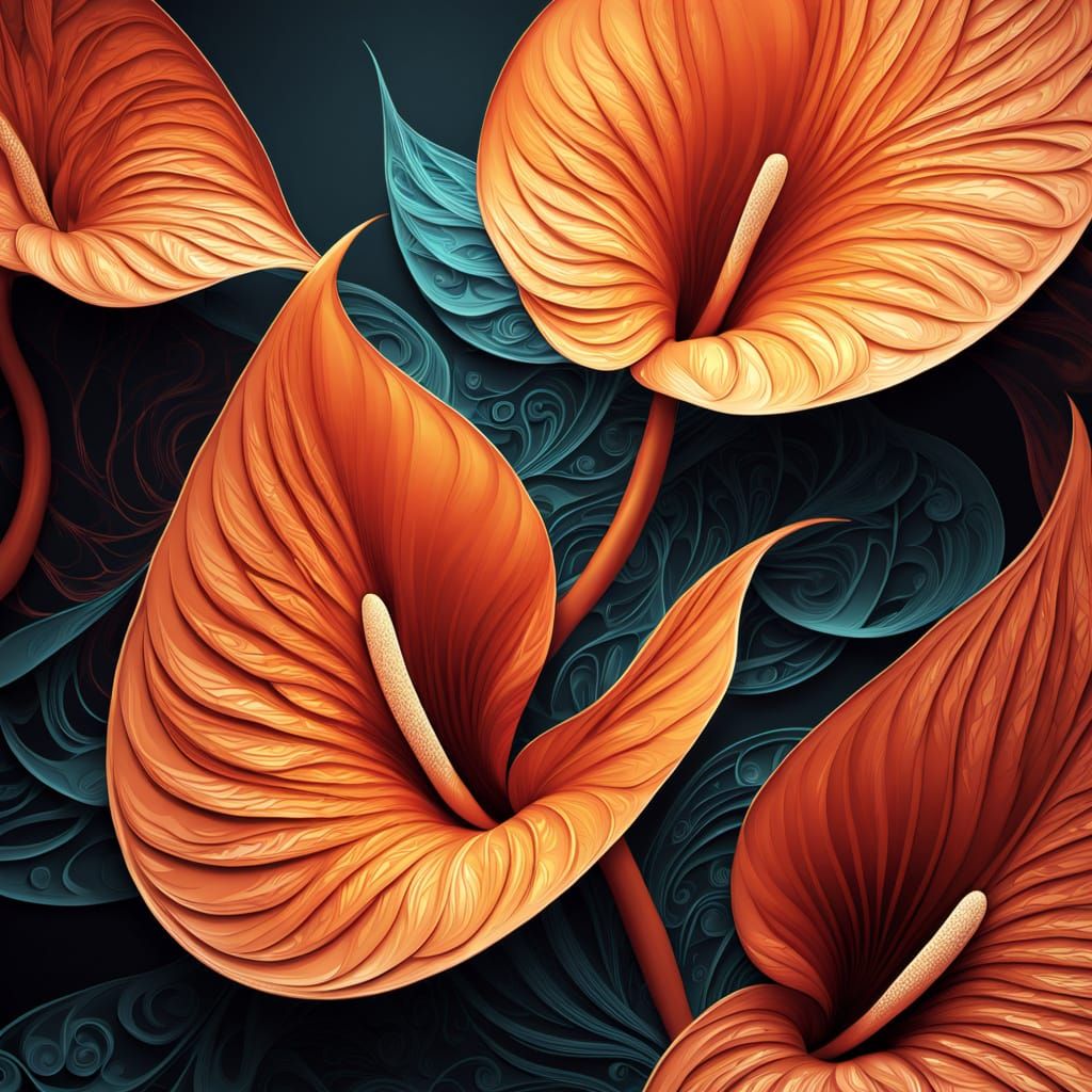 Surreal Sunset Anthurium in a Whimsical Forest Scene