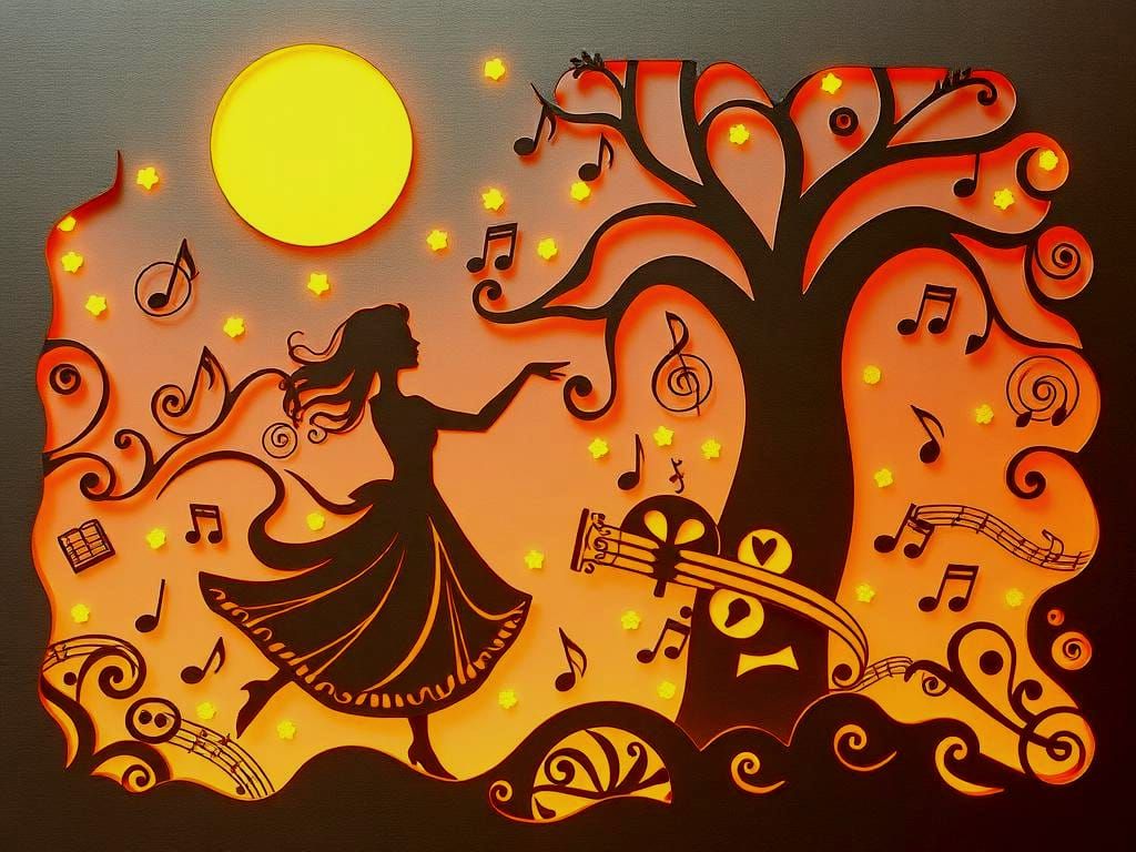 Musical Dream Danseuse in Kirigami Style