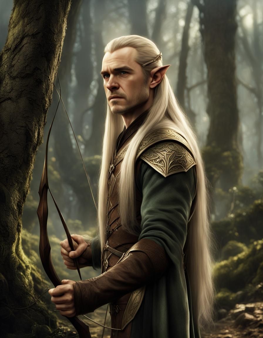Epic Elf Archer in Detailed Forest Scene