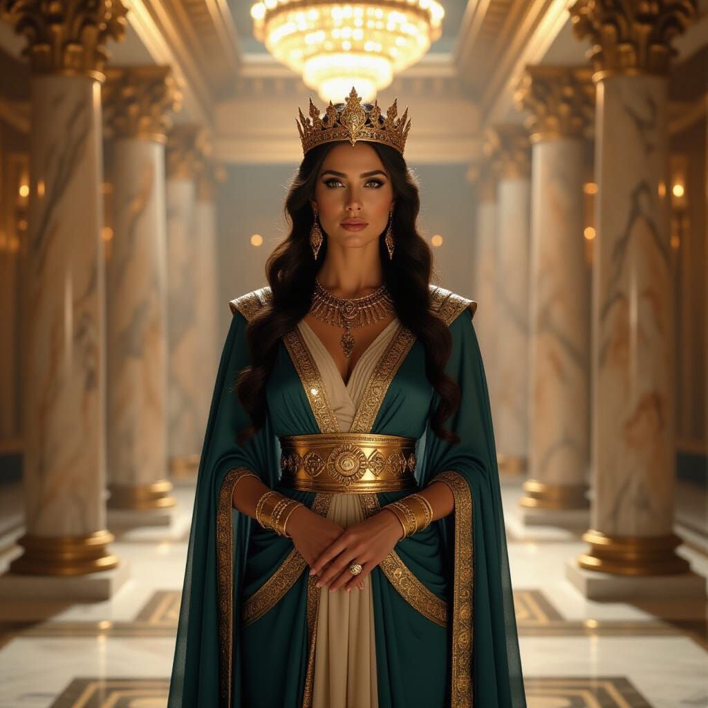 Hera, Queen of Olympus, in Majestic Golden Halls