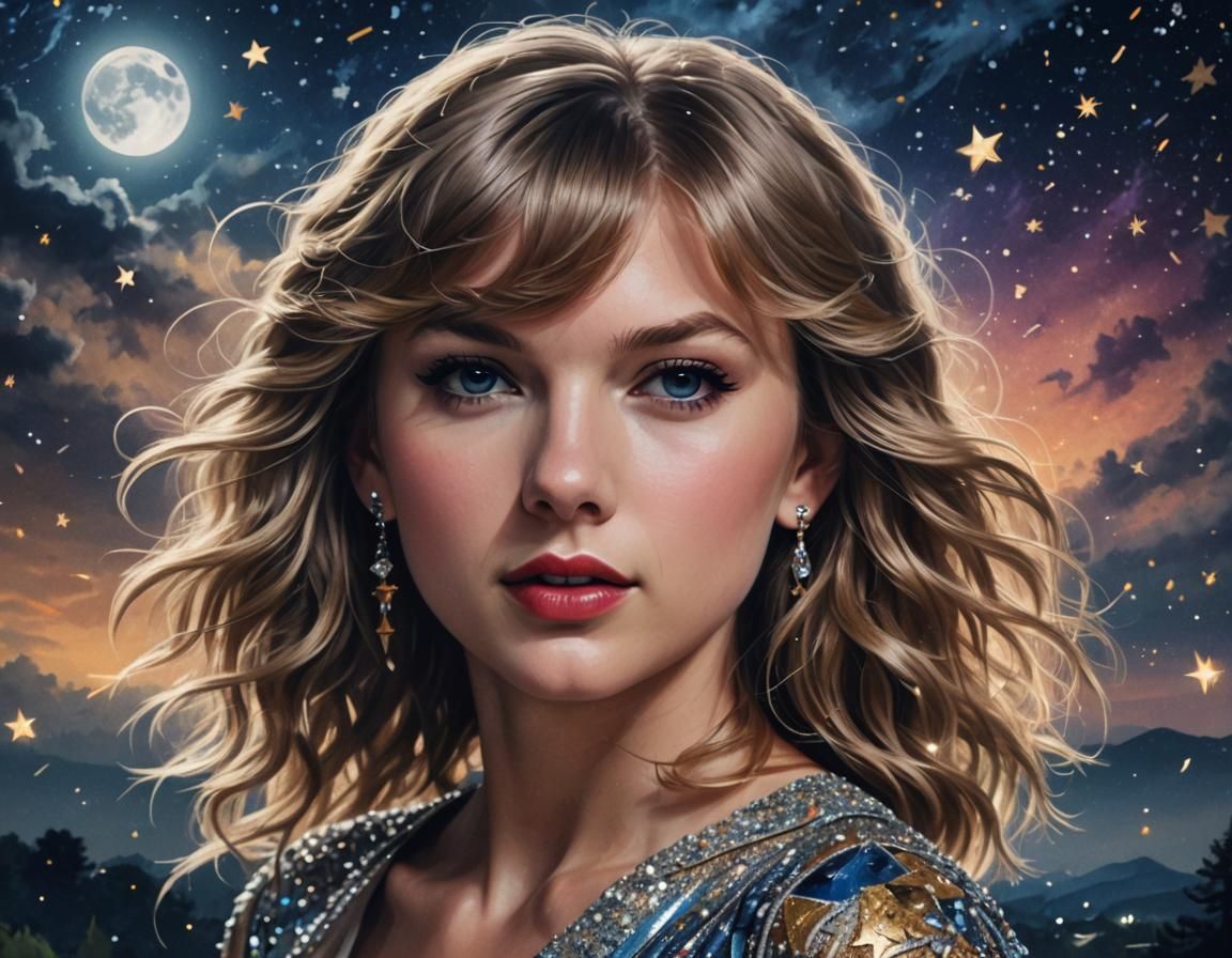 Taylor Swift in Moonlight: Hyperrealistic Art