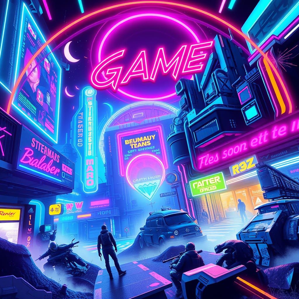 Futuristic Video Game Covers in Sci-Fi Cyberpunk Style