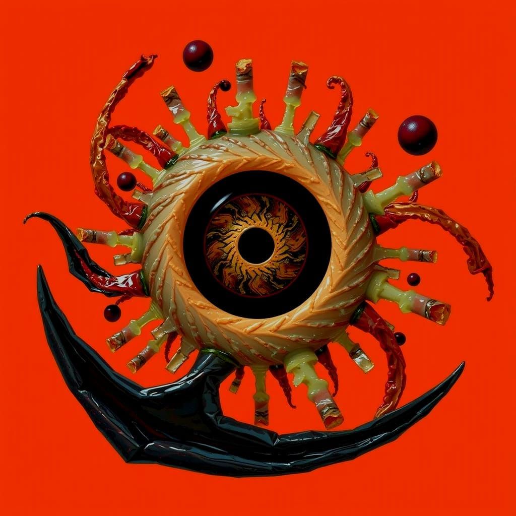 Dynamic Red Ribbons in Hyperrealistic Style