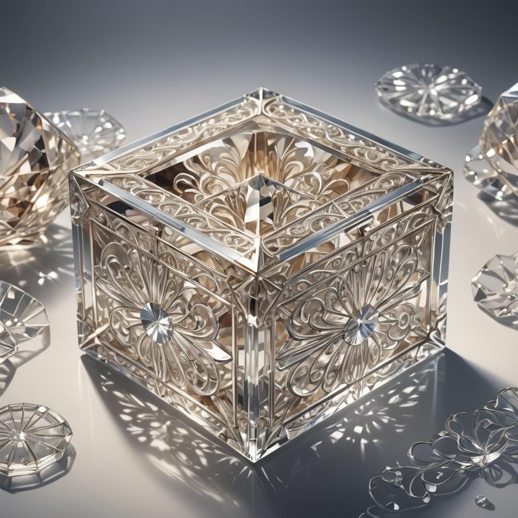 Crystal Box with Ivory Filigree in Anime Style