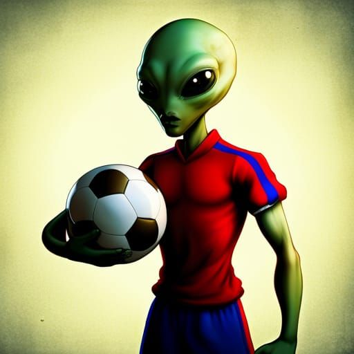 Anime Alien Football Star in Cartoon Portrait