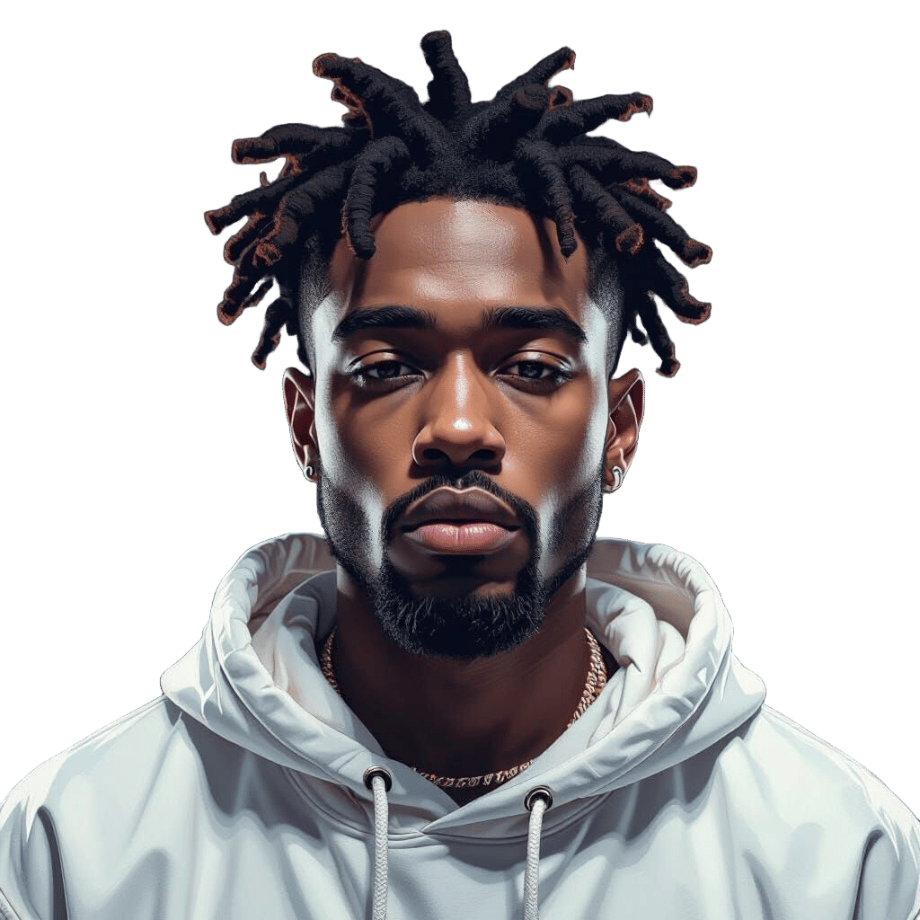 Confident Melancholic Rapper in Dramatic Digital Portrait