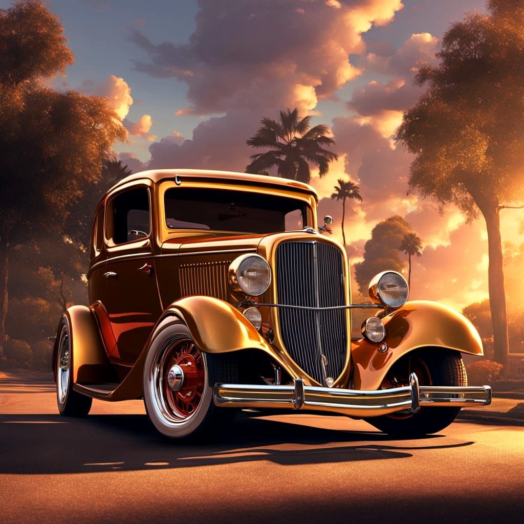 1934 Ford Hot Rod in Epic Digital Matte Painting Style