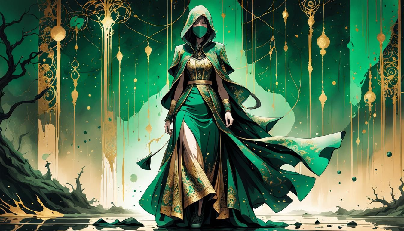 Dramatic Ink Splatter Portrait in Space