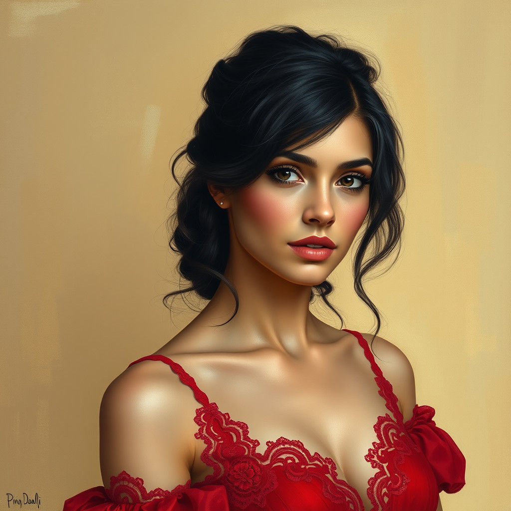Elegant Latina Portrait Inspired by Classical Realism