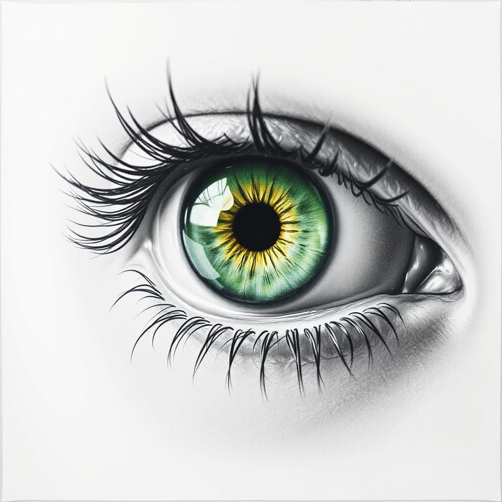 Intricate Emerald Eye Pencil Drawing
