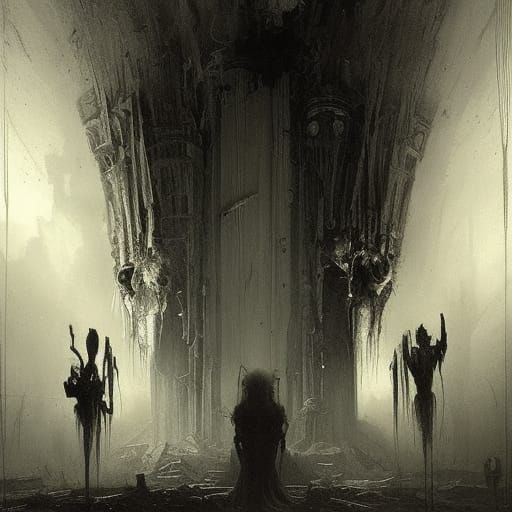 GLaDOS in Dark Gothic Horror Style