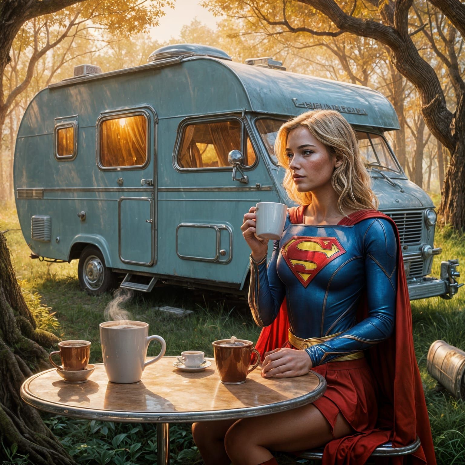 Hyperrealistic Supergirl on Vacation