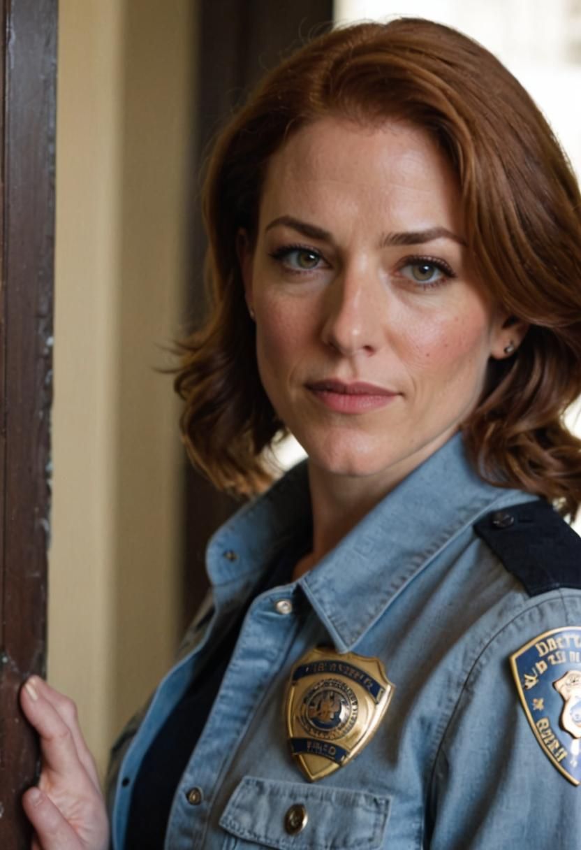 Detective Anne Holowitz Holding Badge