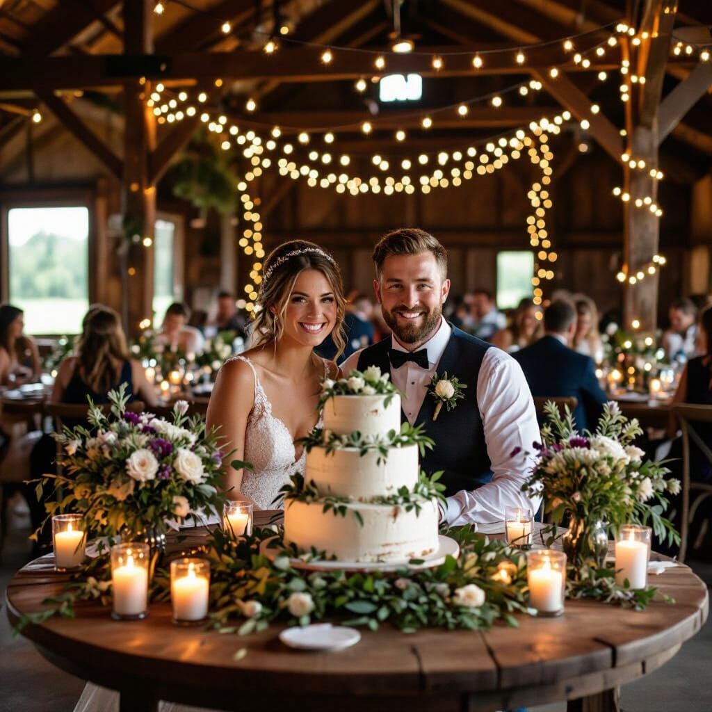 Whimsical Barn Wedding Reception with Fairy Lights