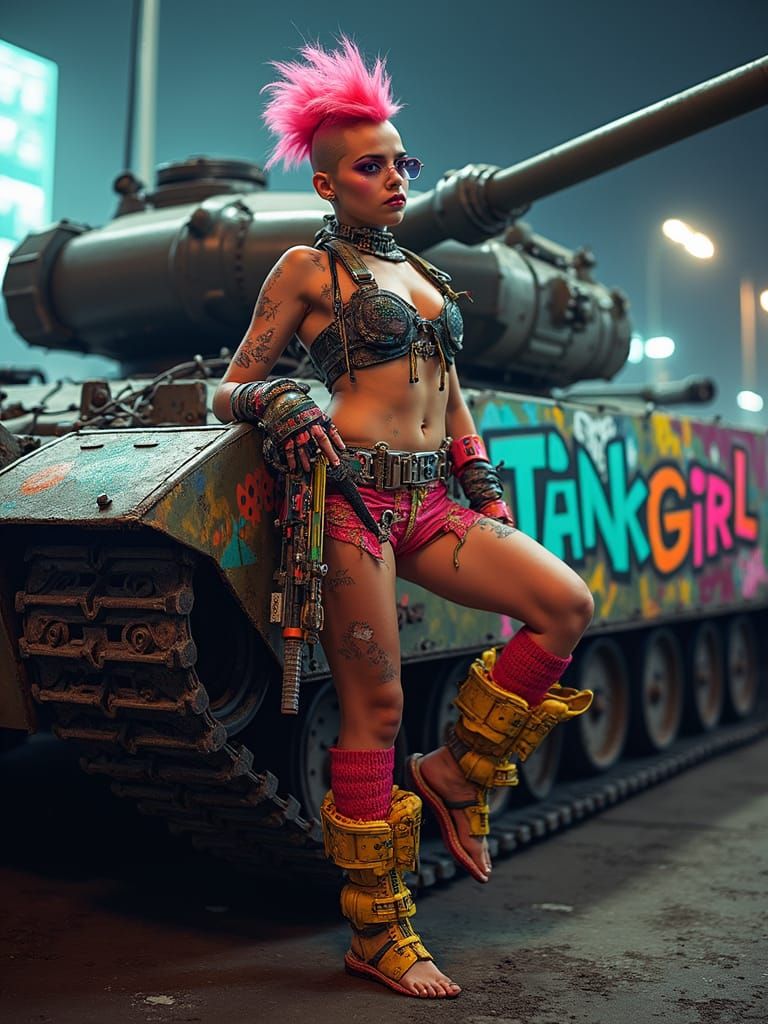 Fearless Punk Girl in Neon-Lit Rebellion