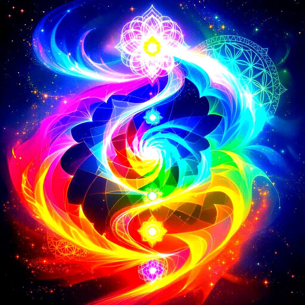 Neon Chakra Spiral Symbol of Growth and Energy