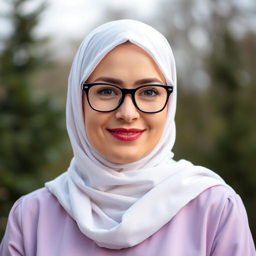 Confident Hijabi Woman in Lavender Blouse