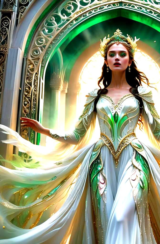 Woman in White Gown Enters Pearly Gate