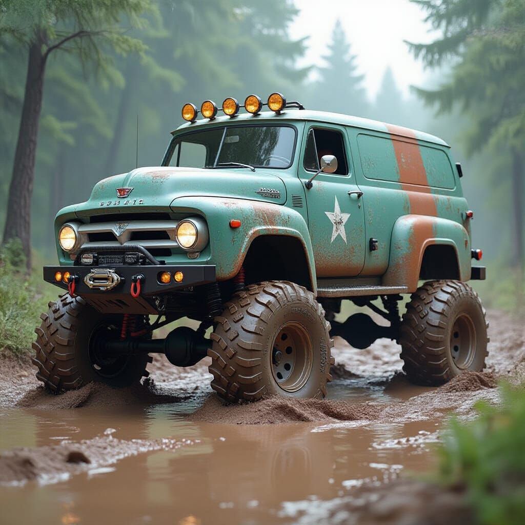 Dystopian Ford Truck Powers Through Mud Bog