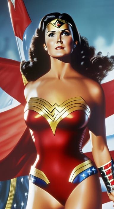 Hyperrealistic Wonder Woman in Leather Armor