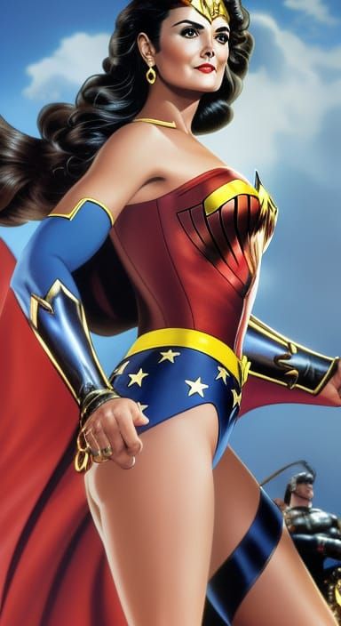 Hyperrealistic Wonder Woman Portrait in Splash Art Style