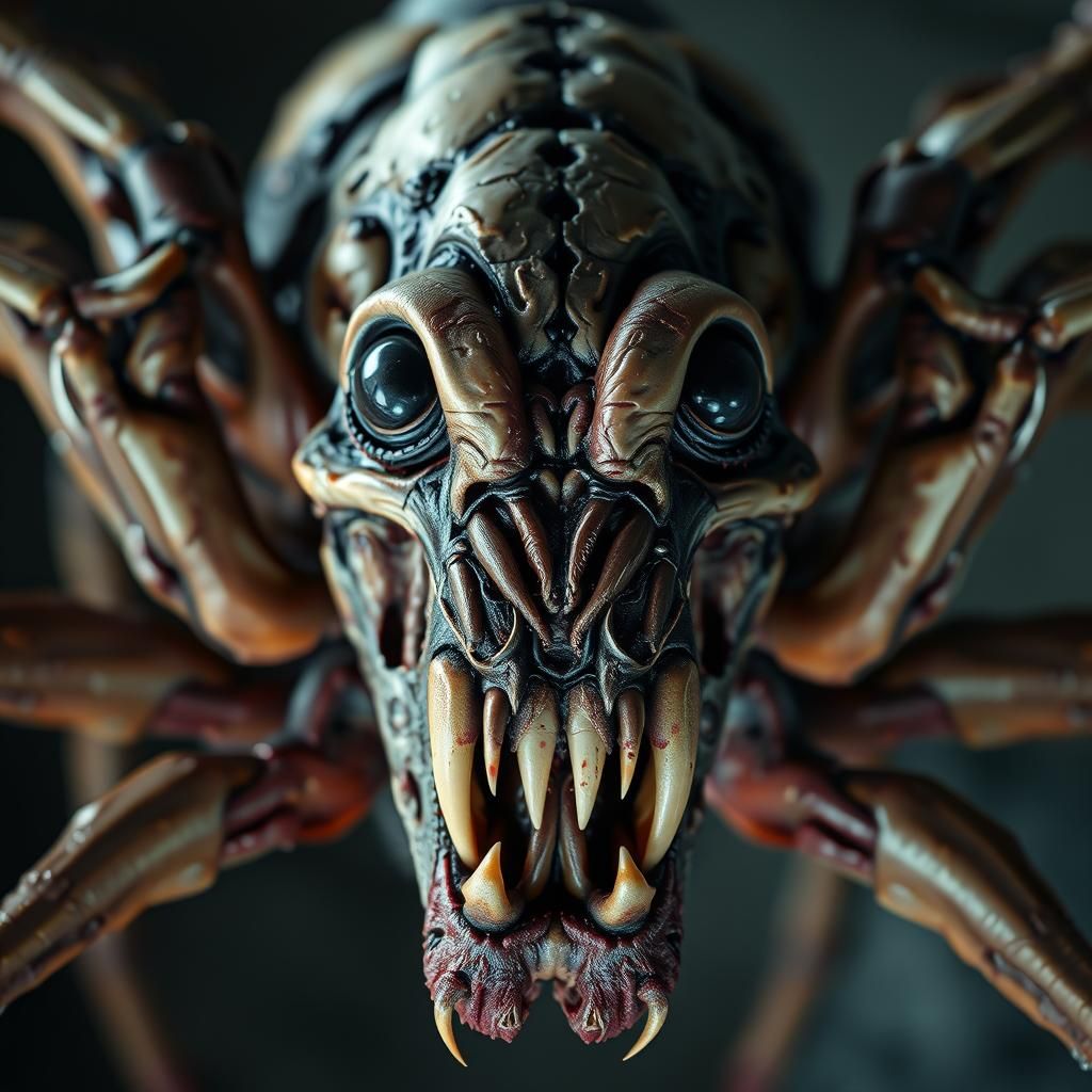 Terrifying Humanoid-Arachnid Hybrid Creature Close-Up