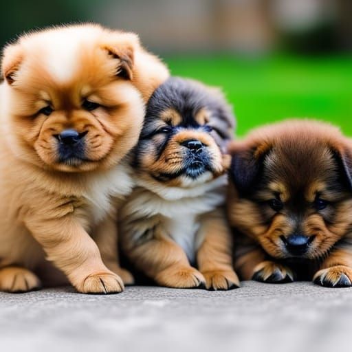 Adorable Chow Chow Puppies in Natural Light