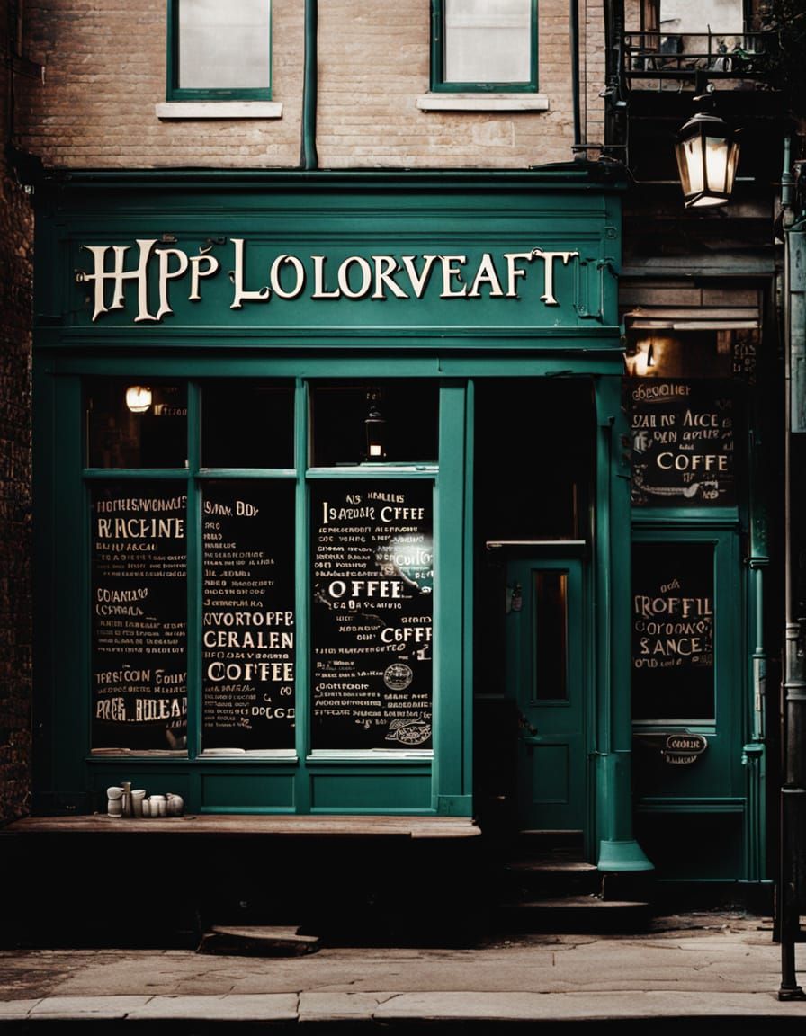 Ethereal Coffee Shop in a Mysterious, Dark Fantasy Setting