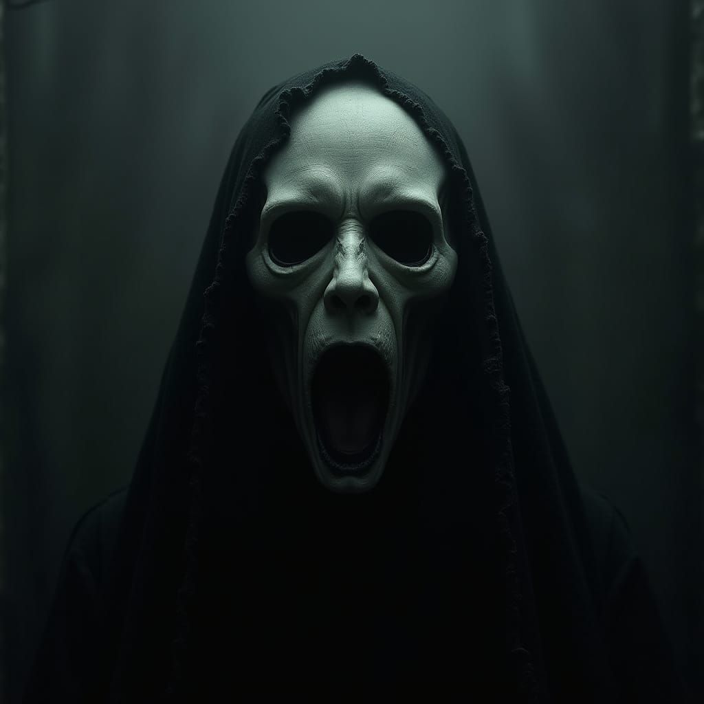 Eerie Ghost Face in Dark Surrealist Style
