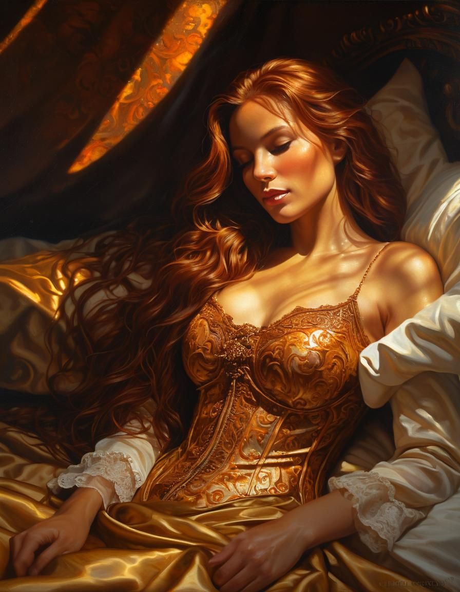 Golden Goddess Amidst Rainy Day Shadows