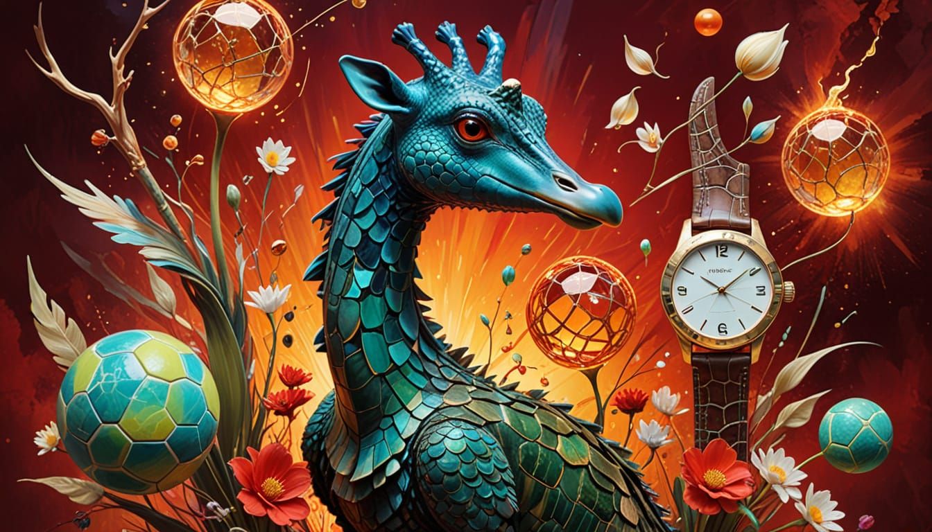 Futuristic Tennis Game with Animals in Surreal Setting