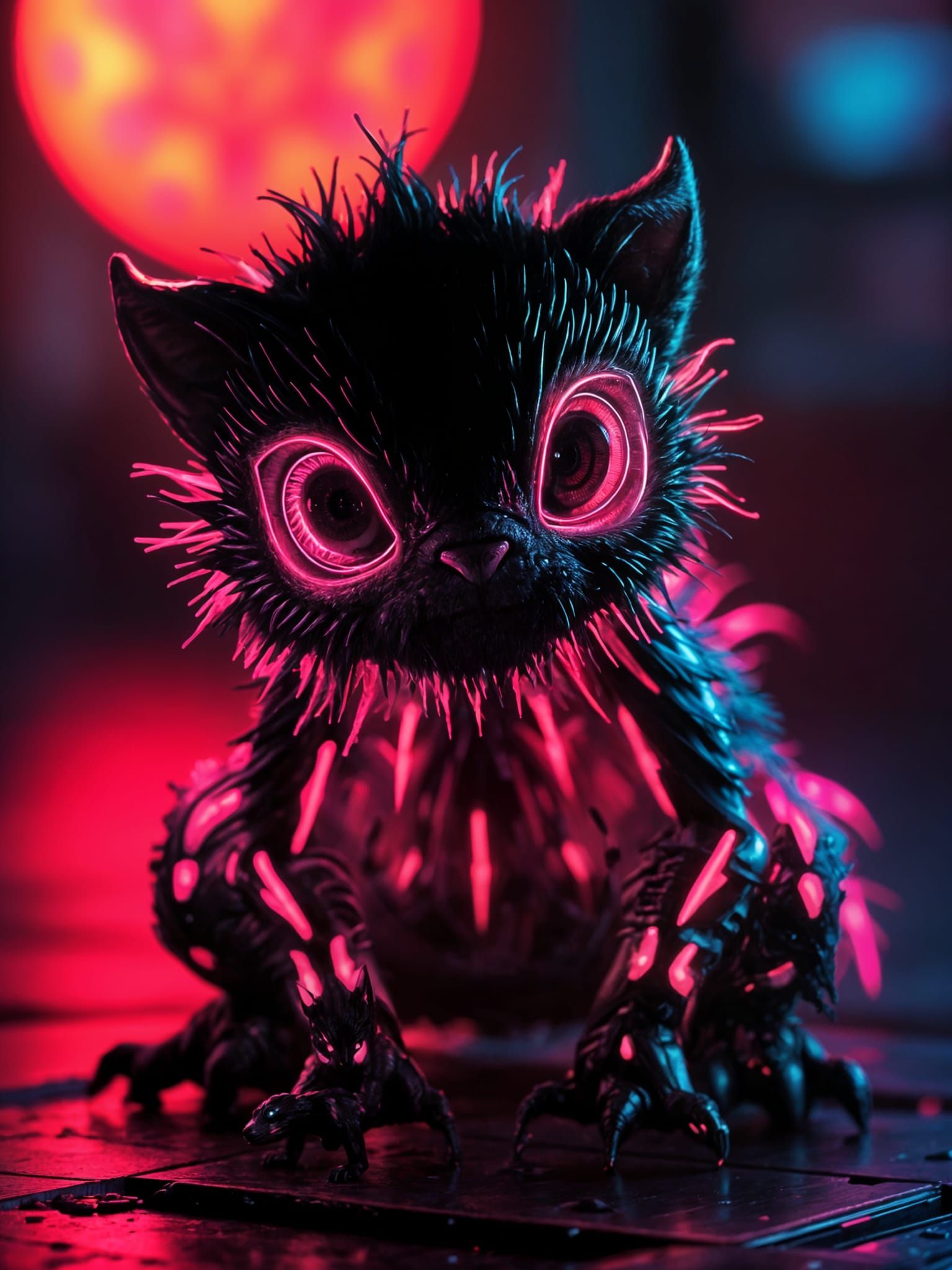 Neon Shadow Creature in Digital Matte Painting