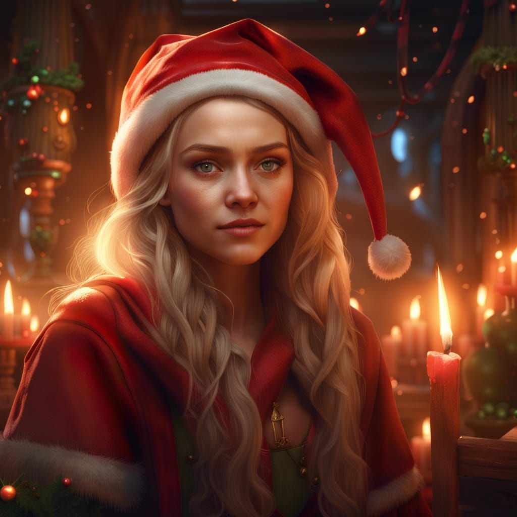Christmas Elf in Santa's Workshop: Hyperdetailed Portrait