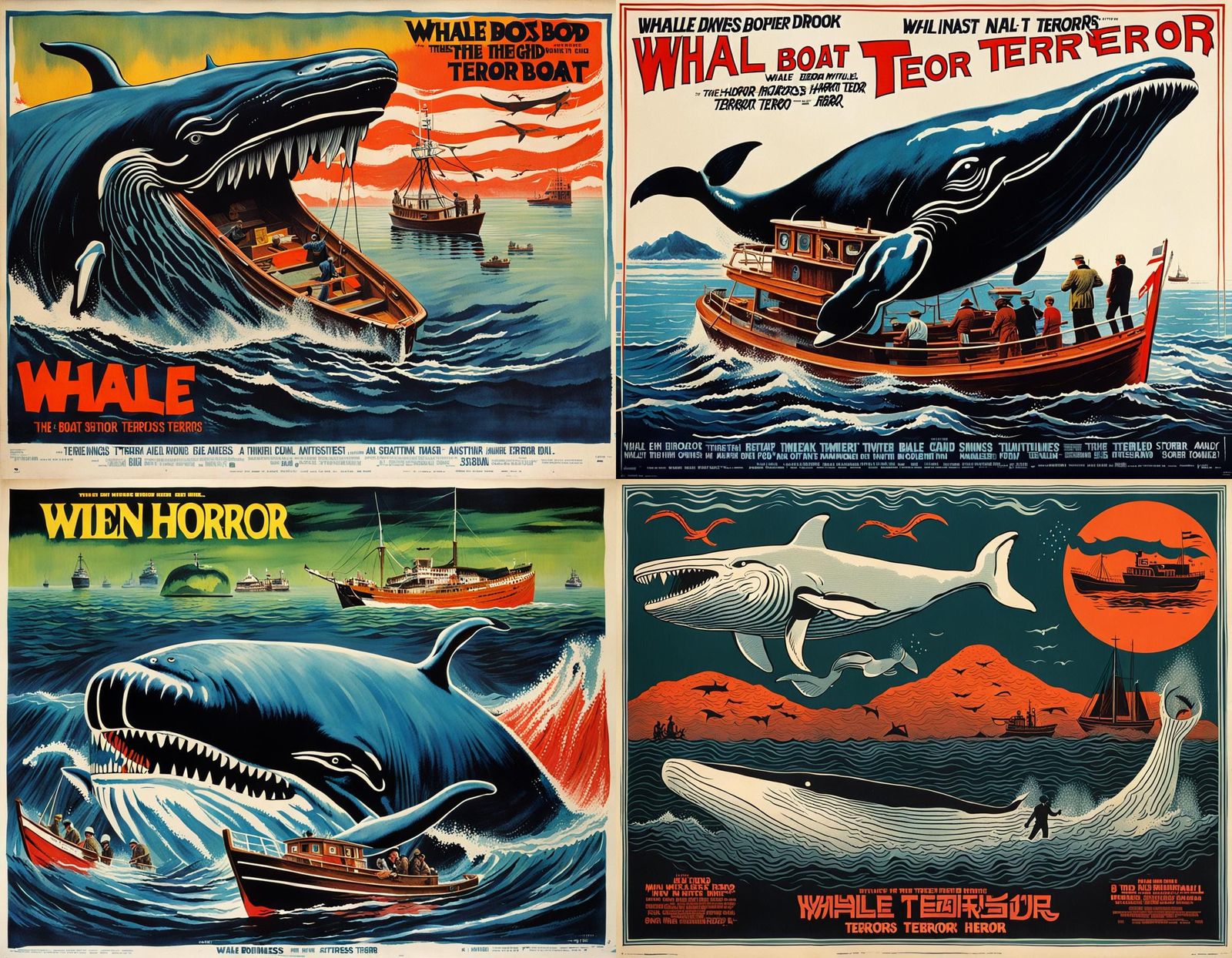 Whale-Boat Hybrid Horror: 1970s Movie Poster