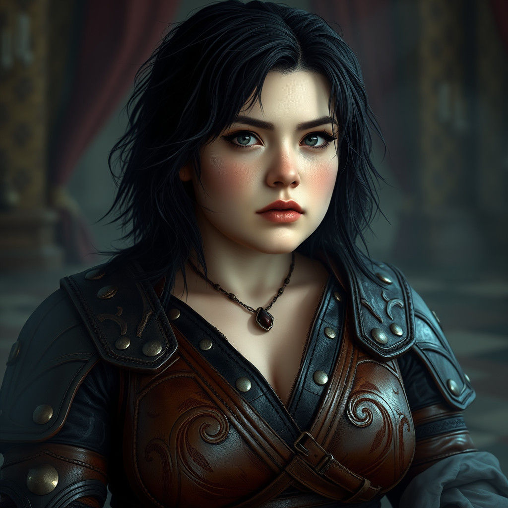 Fantasy Woman in Leather Armor, Digital Matte Painting